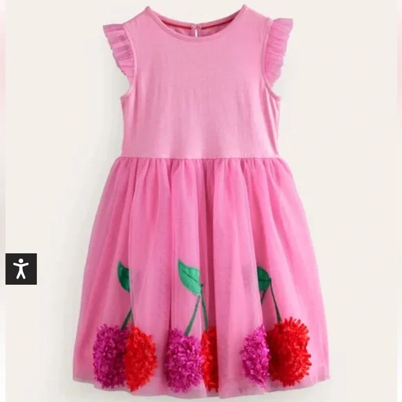 NEW Mini Boden Jersey Tulle Cherry Appliqué Dress 2-3 Years - Picture 9 of 9